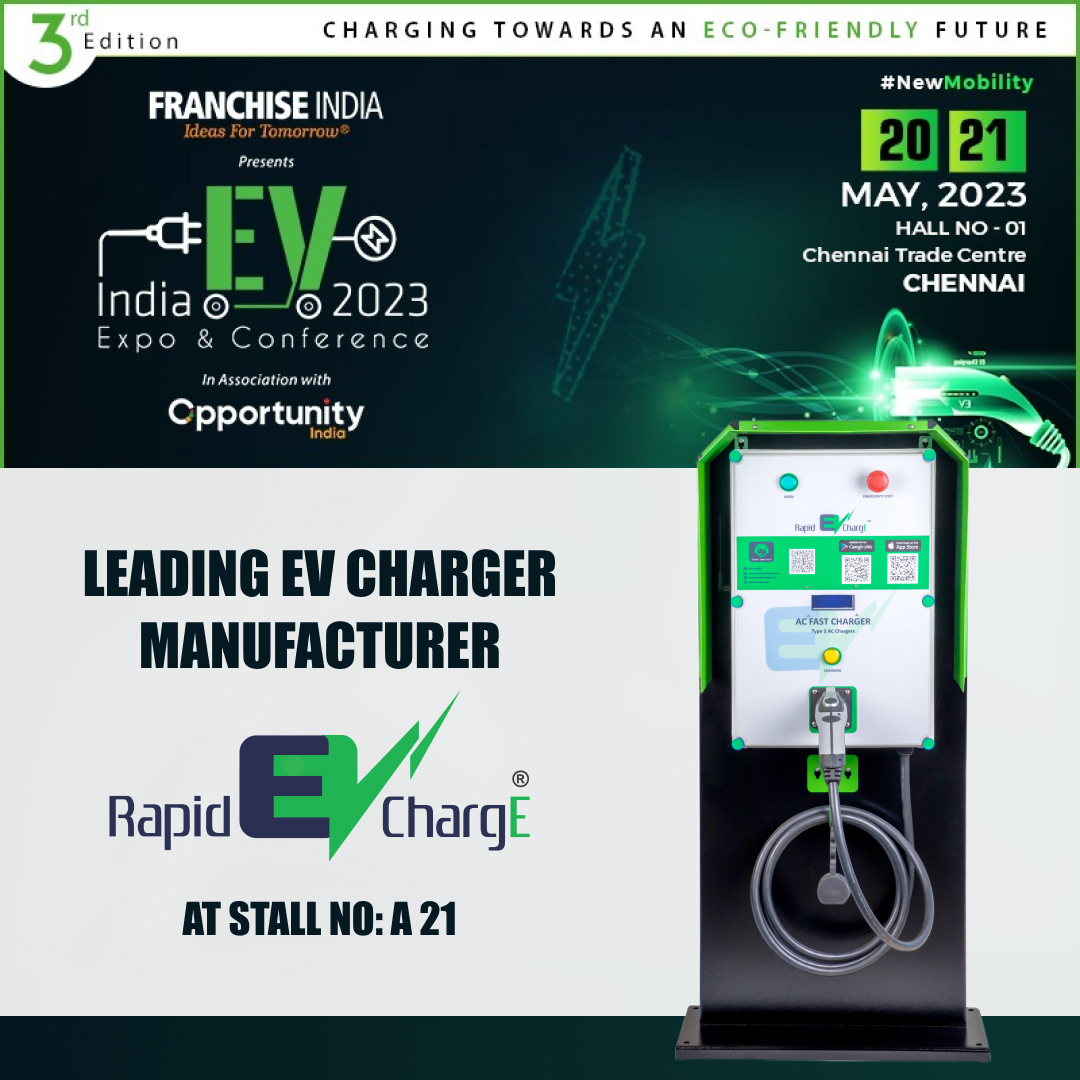 Join us at India's Largest #EVExpo2023 in Chennai on May 20-21! Our team RapidEV will showcase the cutting-edge #EVchargers at Stall A21. Together, let us join the #EVrevolution. See you there!   

 #electricvehicles #evchargingstations #rapidev #fenfeo #evbusiness #businessidea