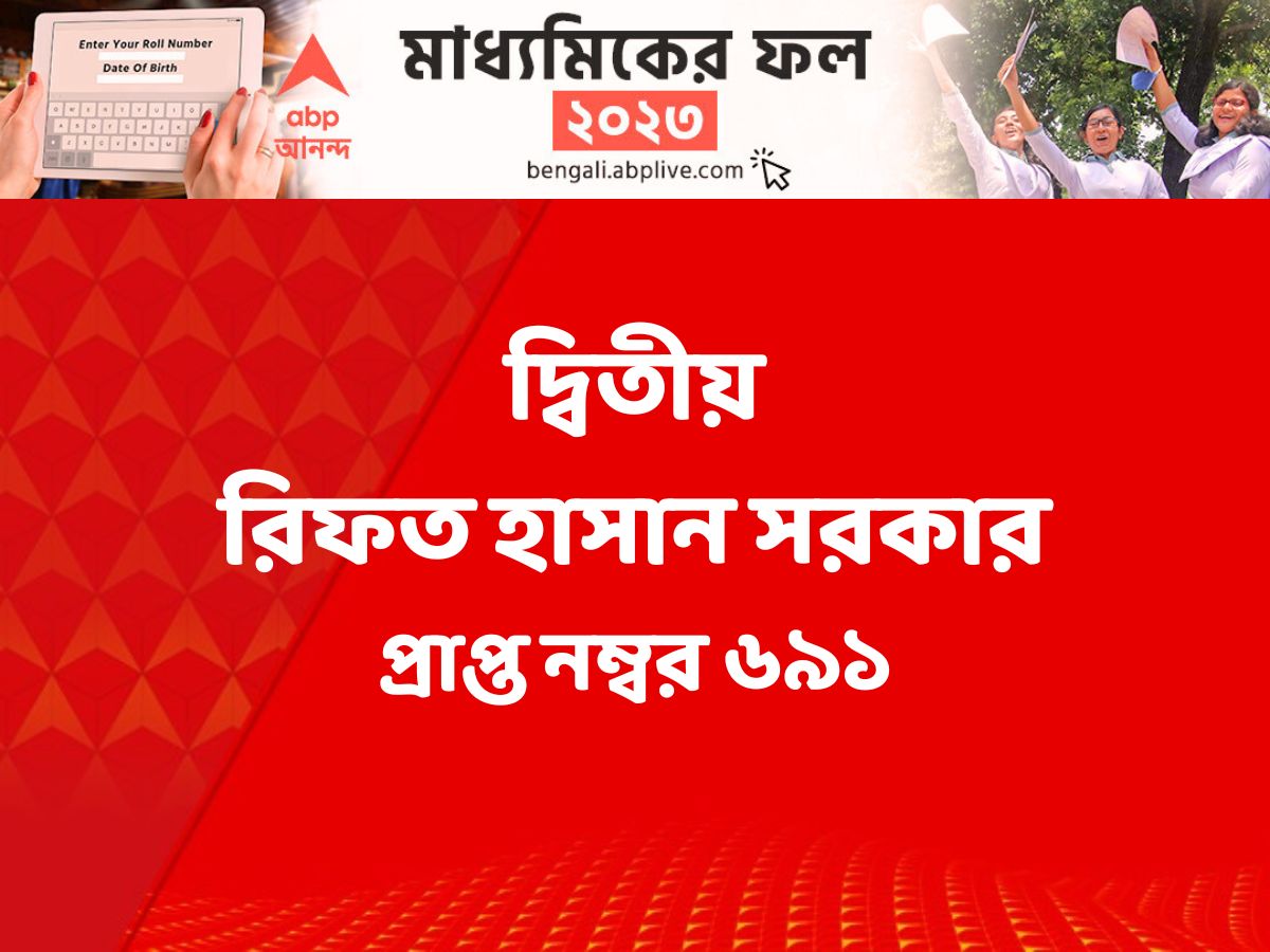abpanandatv's tweet photo. প্রকাশিত হল মাধ্যমিকের ফলাফল। দ্বিতীয় স্থানাধিকারী রিফত হাসান সরকার।
#madhyamikresult2023 #wbmadhyamikresults, #wbmadhyamik2023, #WBBSE, #wbboard #rankers https://t.co/gsCfKpnnJ4