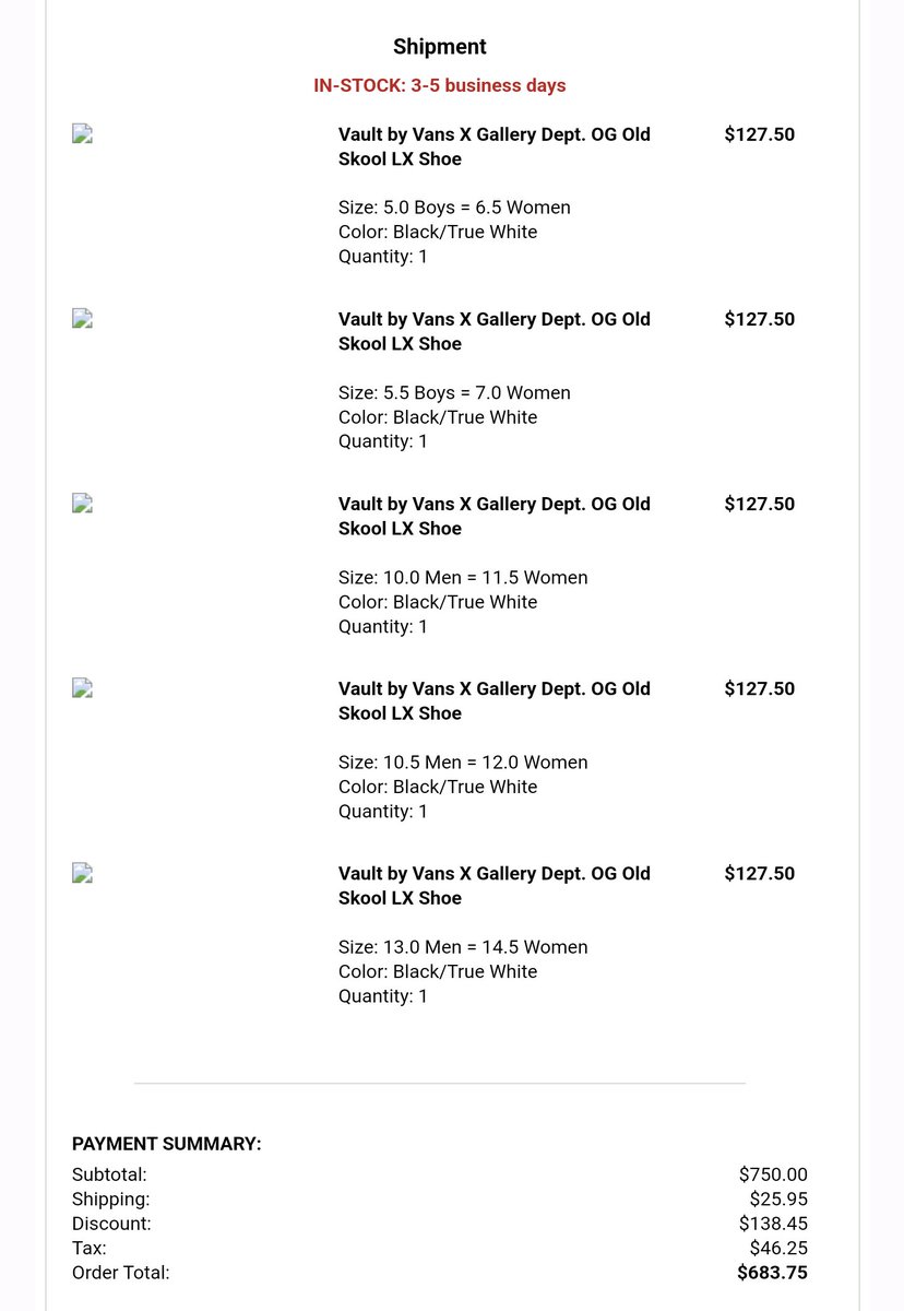 NonStopCop (@_nonstopcop_) on Twitter photo Success posted in NonStopCop <a href="/_nonstopcop_/">NonStopCop</a>
36 pairs of vans and gallery department Collab. 127.50 a pair Success posted in NonStopCop <a href="/_nonstopcop_/">NonStopCop</a>
36 pairs of vans and gallery department Collab. 127.50 a pair