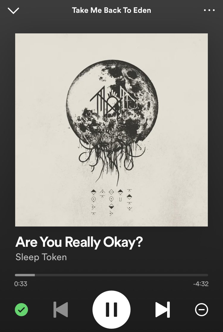 Are You Really Okay?
<a href="/Sleep_Token/">Sleep Token</a> 

No Vessel, I am not okay. 
This album has ruined me.
WORSHIP

#sleeptoken #TMBTE #takemebacktoeden