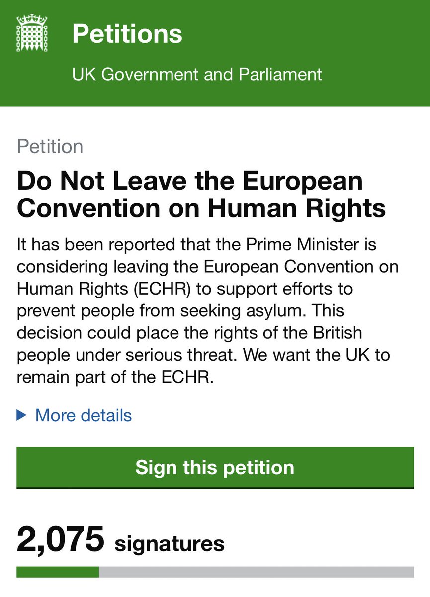 Surprisingly few signatures on this petition so far given that it’s literally our human rights. Please sign and share. petition.parliament.uk/petitions/6363…