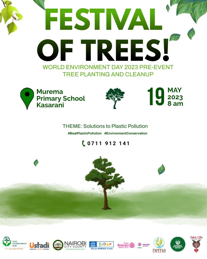 Happening today!

We shall be having a Tree planting and a Clean up excerise together with our partners today at Murema primary school, Kasarani.

Be part of the solution!

#TogetherForOurPlanet
#GenerationRestoration
#BeatPlasticPollution