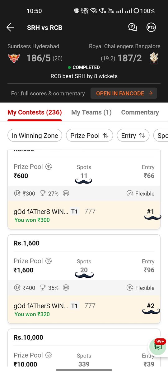 TheRitikGupta's tweet photo. Back to BackCleansweep in IPL... SRH vs RCB 
Same team posted on telegram channel 👇

https://t.co/CZq4d6QoqD

#dream11Prediction #Dream11 #IPLPlayOffs #t20blast #IPL #My11CirclexLSG #KOLvsLKN #PBKSvsRR https://t.co/K0LsxIqgVz