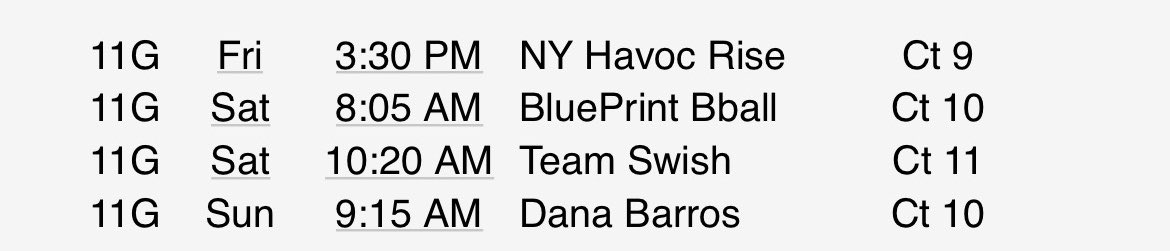 My schedule for the Atlantic City Showcase tournament this weekend!! <a href="/IntheZone_Sport/">In The Zone Basketball Club</a>