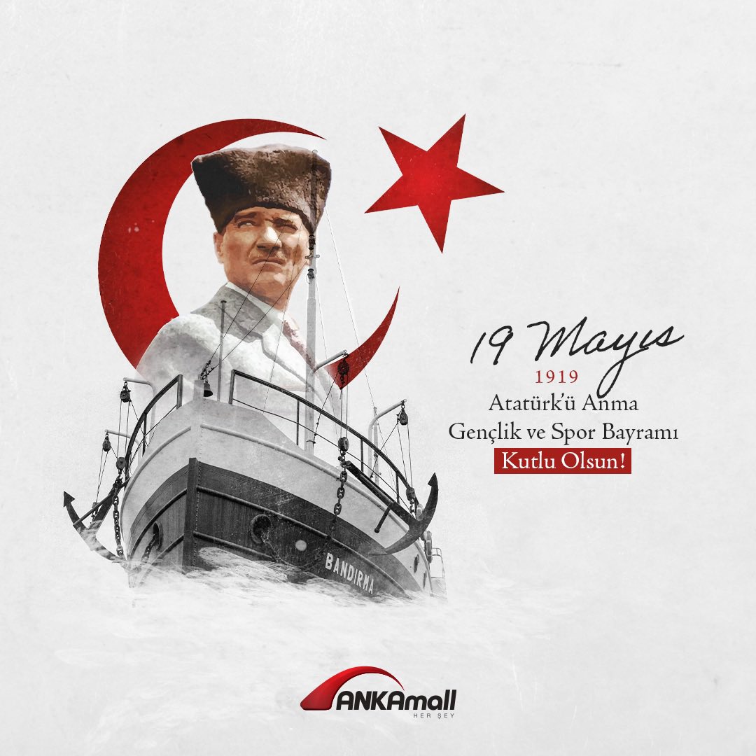 19 Mayıs Atatürk’ü Anma, Gençlik ve Spor Bayramımız kutlu olsun! 

#ANKAmall #19Mayıs