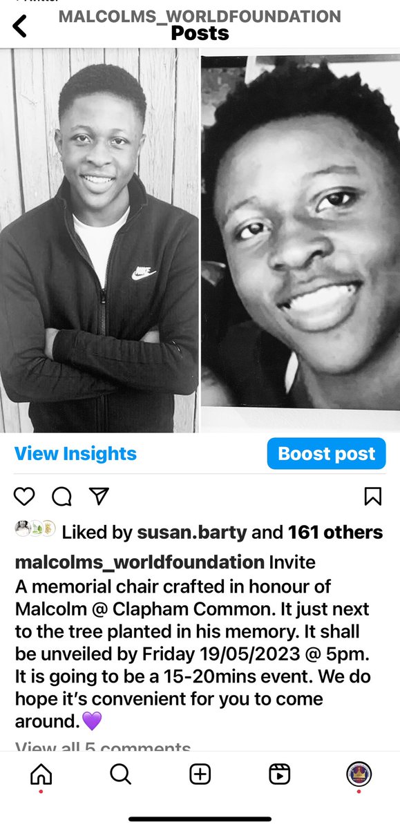Malcolms_World's tweet photo. Unveiling Malcolm’s memorial chair @ Clapham Common today Friday 19/05/2023 @ 5pm .See all then 💜 https://t.co/kCoYErirkl