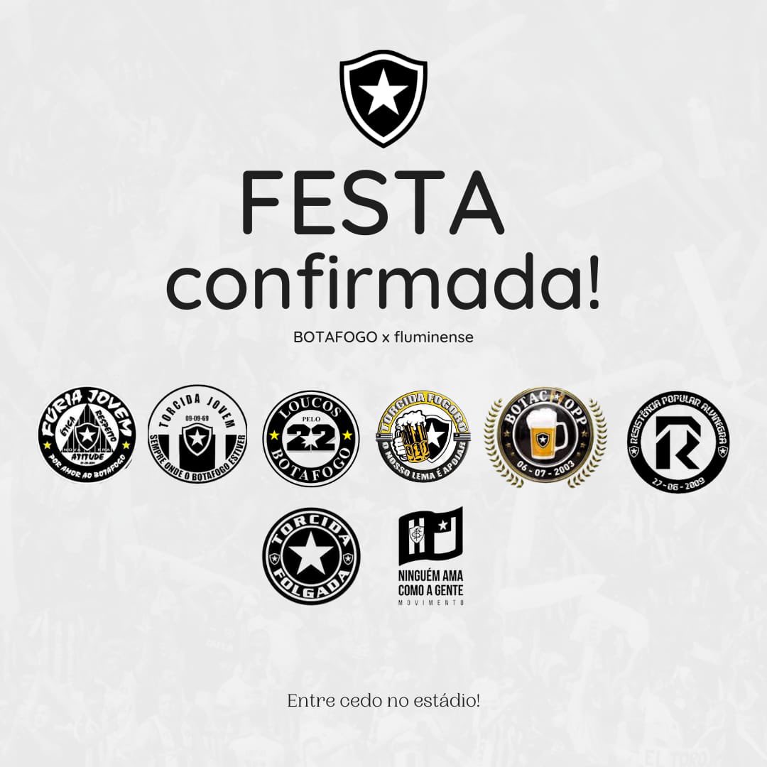 Sábado é dia de clássico. Dia de seguirmos na liderança e dia de FESTA!

As Torcidas Organizadas e o Movimento Ninguém Ama Como a Gente pede a colaboração de todos os torcedores alvinegros para que cheguem cedo ao estádio.