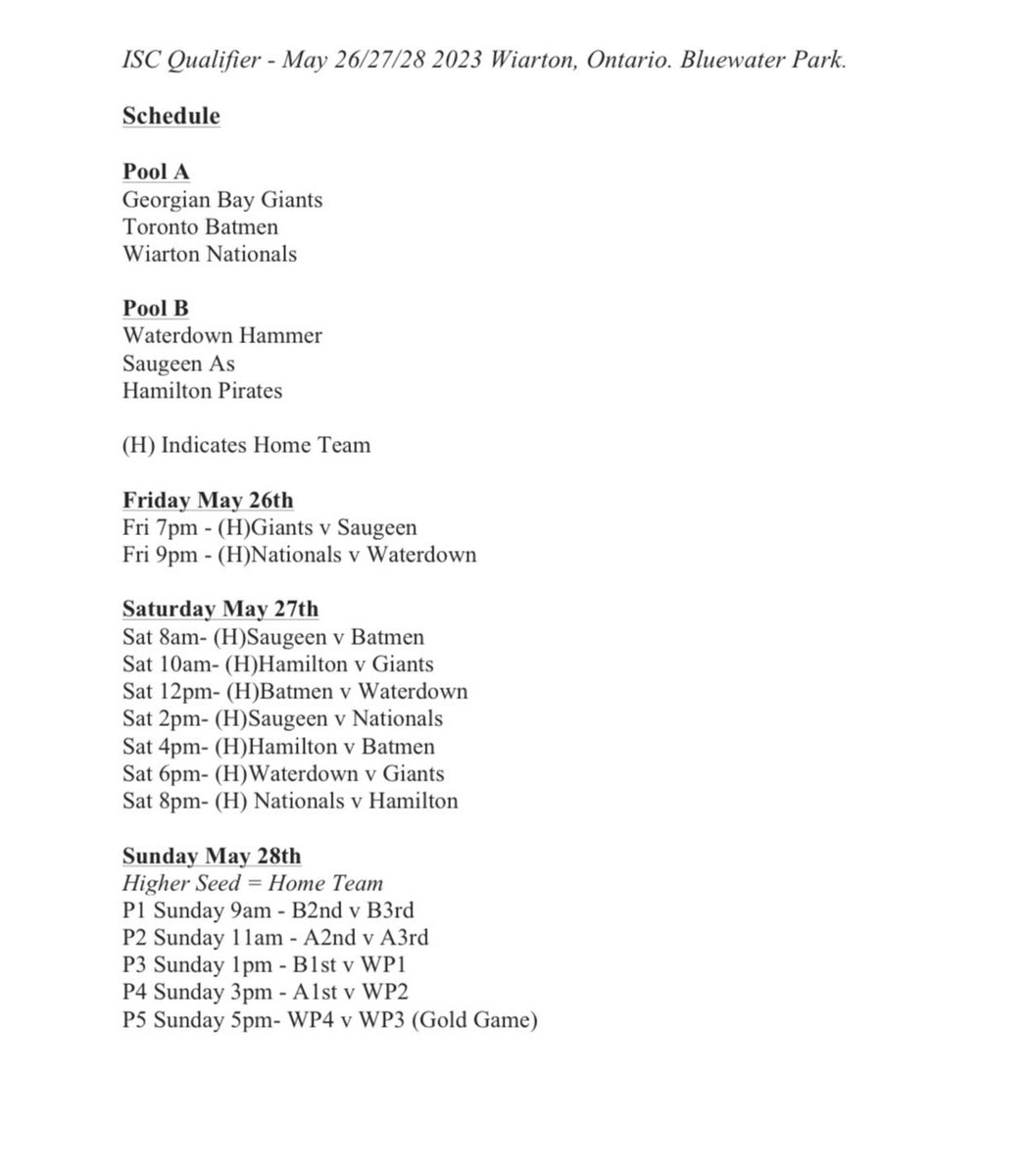 May 26/27/28 in Wiarton. 
ISC Qualifier - Schedule