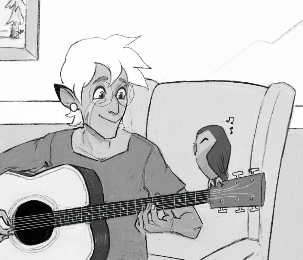 raine and owlbert hangin' out. 🎸🦉 #theowlhouse #rainewhispers
