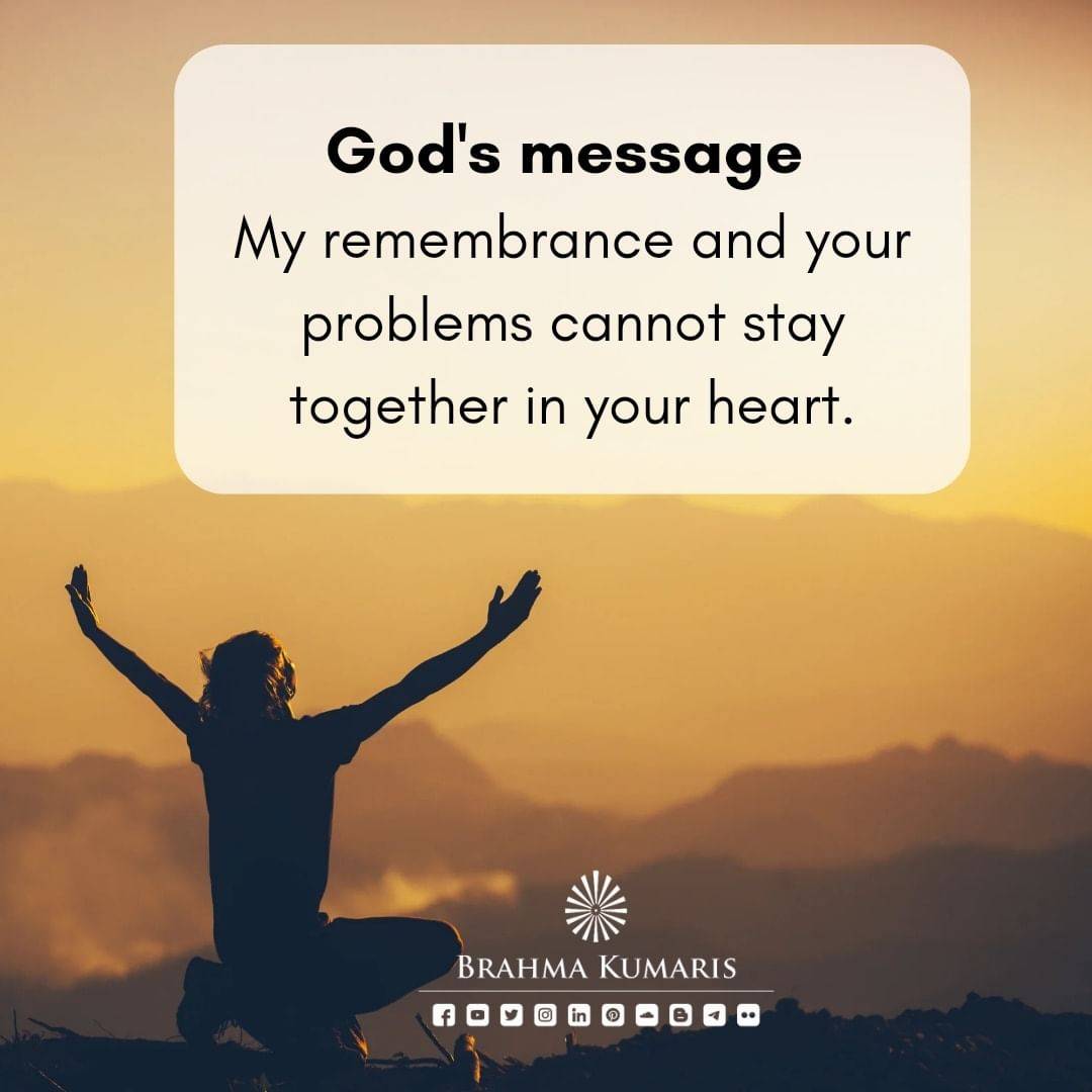 Our difficulties and the memory of God cannot coexist. 
Remembering God will make all troubles disappear, but remembering our issues will make it impossible for God's power to endure. 
#brahmakumaris #LoveOfGod #RememberingGod #powerfulwords #positivevibes #quoteoftheday