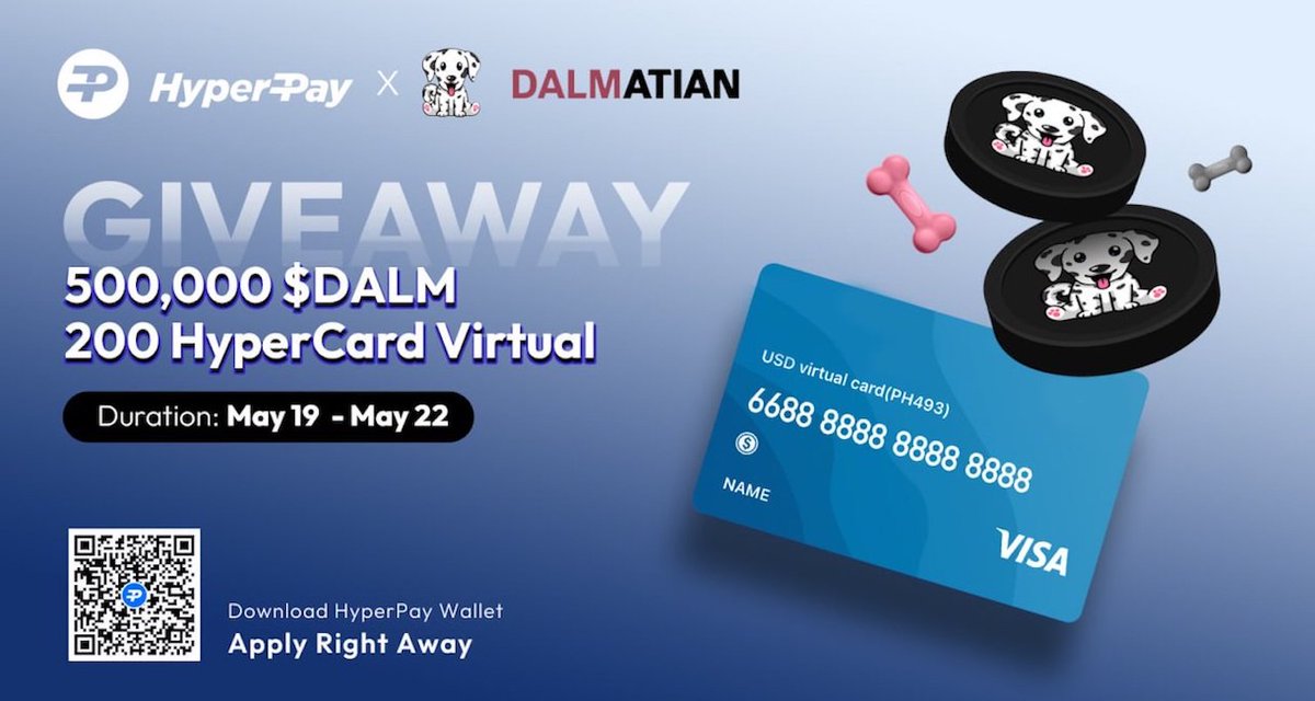 📢 Join the exciting #HyperPay &amp; #Dalmatian #Giveaway through #QuestN 🎉🚀🔥

🐩 500,000  $DALM #TokenAirdrop from <a href="/Dalmatian_DALM/">Dalmatian $DALM</a>
💳200 #HyperCard Virtual #Rewards from
<a href="/Hyperpay_tech/">HyperPay</a>

Click to participate: app.questn.com/event/77366764…

⏲️ 4 DAYS
#AirdropCrypto #Giveaway #NFTs