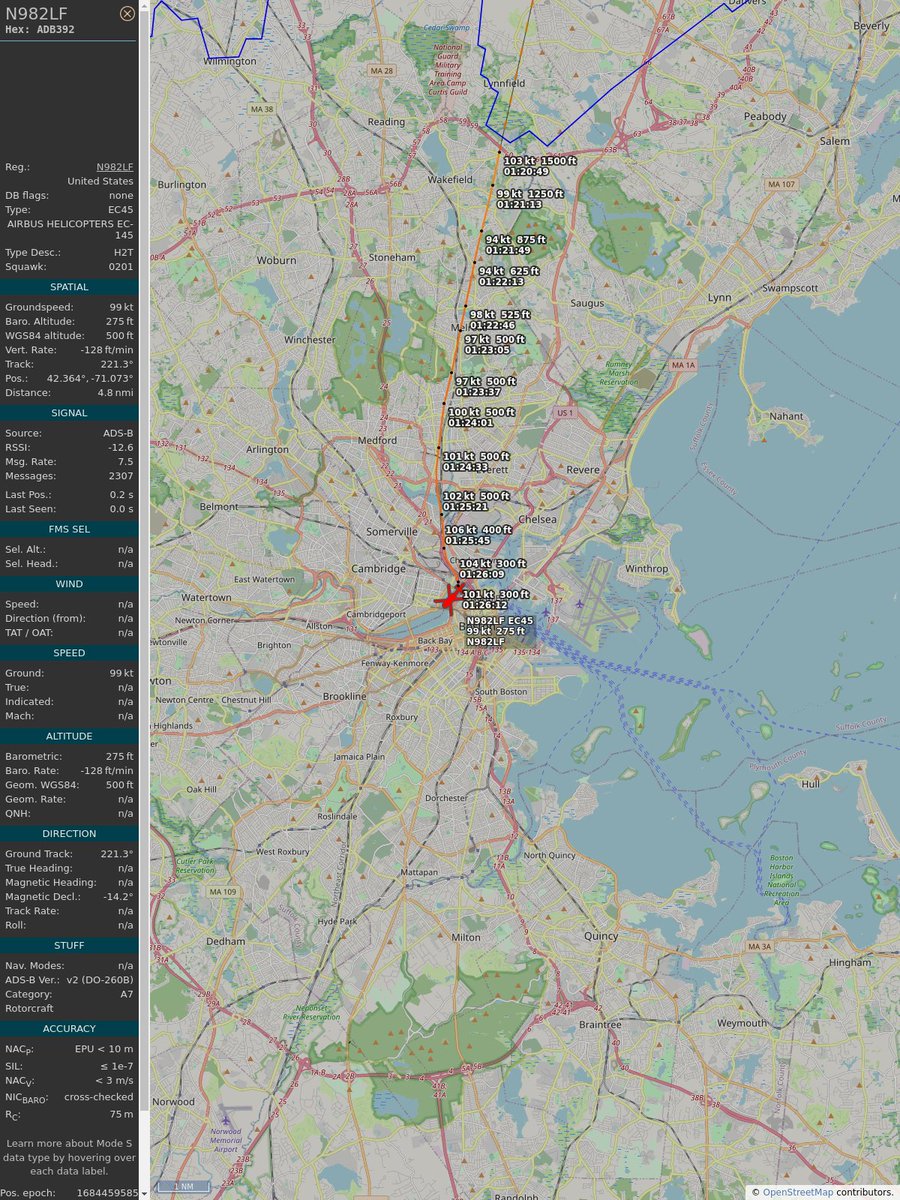 AboveMedford's tweet image. ICAO: #ADB392
Flt: #N982LF #AIRMETHODS
First seen: 2023/05/18 21:24:16
Min Alt: 500 ft MSL
Min Dist: 1.07 mi

#planefence #adsb - planefence.com/medford
globe.adsbexchange.com/?icao=adb392