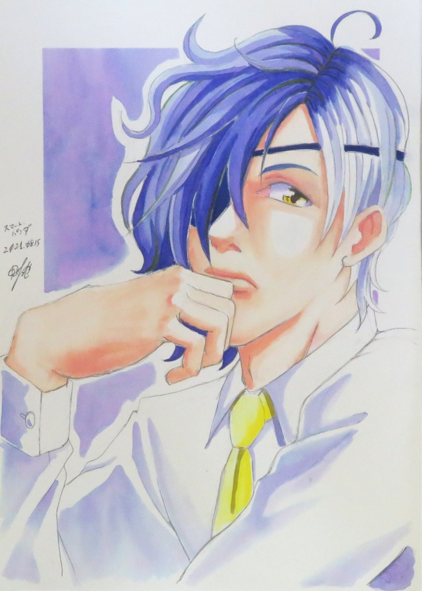 「#見た人も無言で青いものをあげる」|田淵有希也/ｺﾐﾃｨｱ144:す37aのイラスト