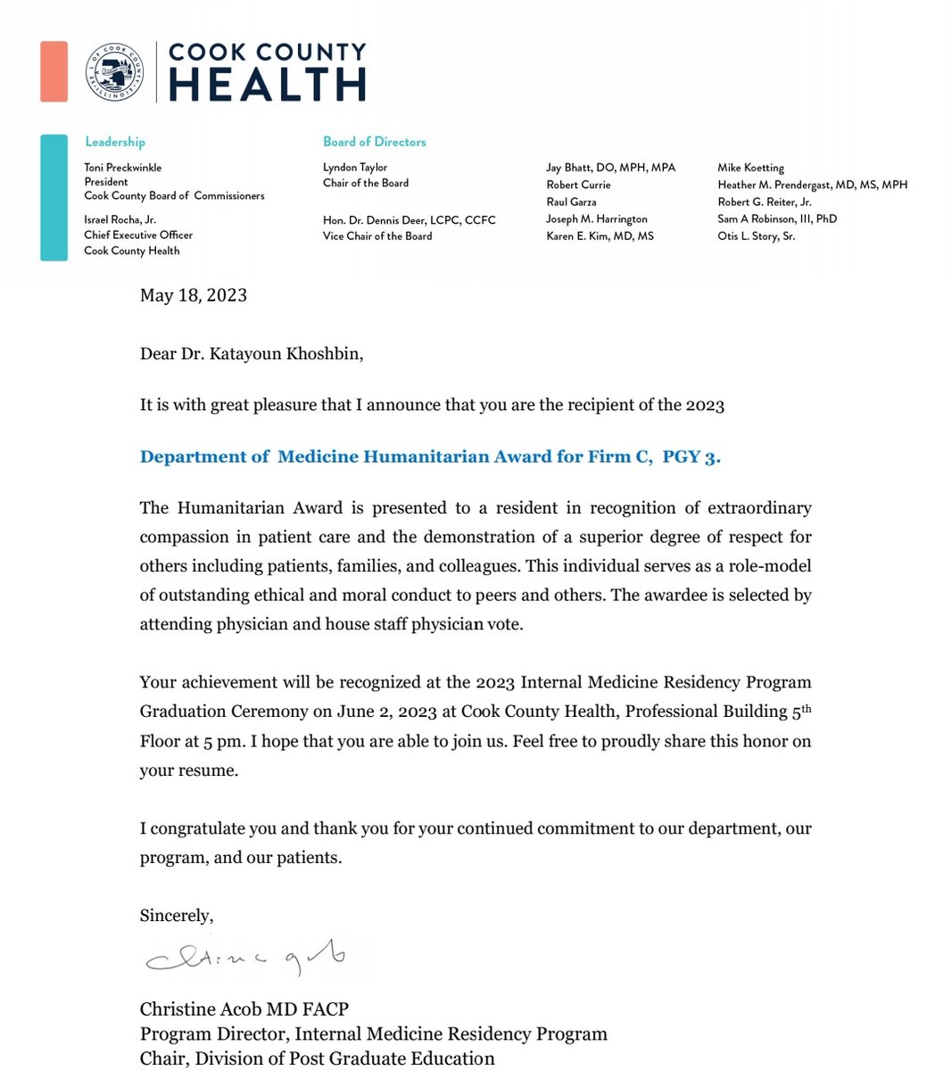 katayoun Khoshbin M.D. (@katykh1800) on Twitter photo Honored to win the "Humanitarian Resident Award" for a second time. Thanks for all of my coresidents who voted! 🥹☺️
#ProudMoment 
#IMG Honored to win the "Humanitarian Resident Award" for a second time. Thanks for all of my coresidents who voted! 🥹☺️
#ProudMoment 
#IMG