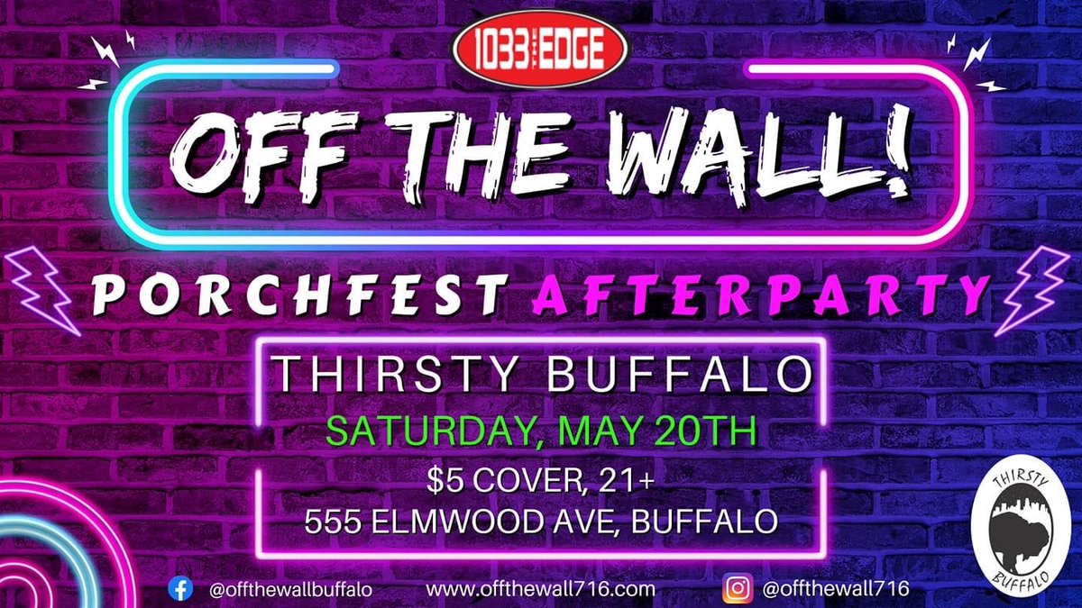 If you are heading to Porchfest this weekend, come stop by <a href="/thirstybuffalo/">thirstybuffalo</a>! <a href="/jackaradio/">Jim Jacka</a> and <a href="/lexiontheradio/">Lexi</a> will be broadcasting live and hanging out from 5-7pm! 🎙️🎵 <a href="/offthewall716/">Offthewall716</a>