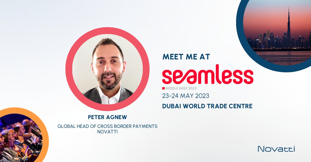 Join us in Dubai next week at @seamlessMENA with our Global Head of Cross Border Payments, Peter Agnew. Explore the latest in payments, banking, e-commerce, and digital transformation with Novatti.  Schedule a meeting: novattigroup.pipedrive.com/scheduler/xdLp….  
#SeamlessDXB #Novatti