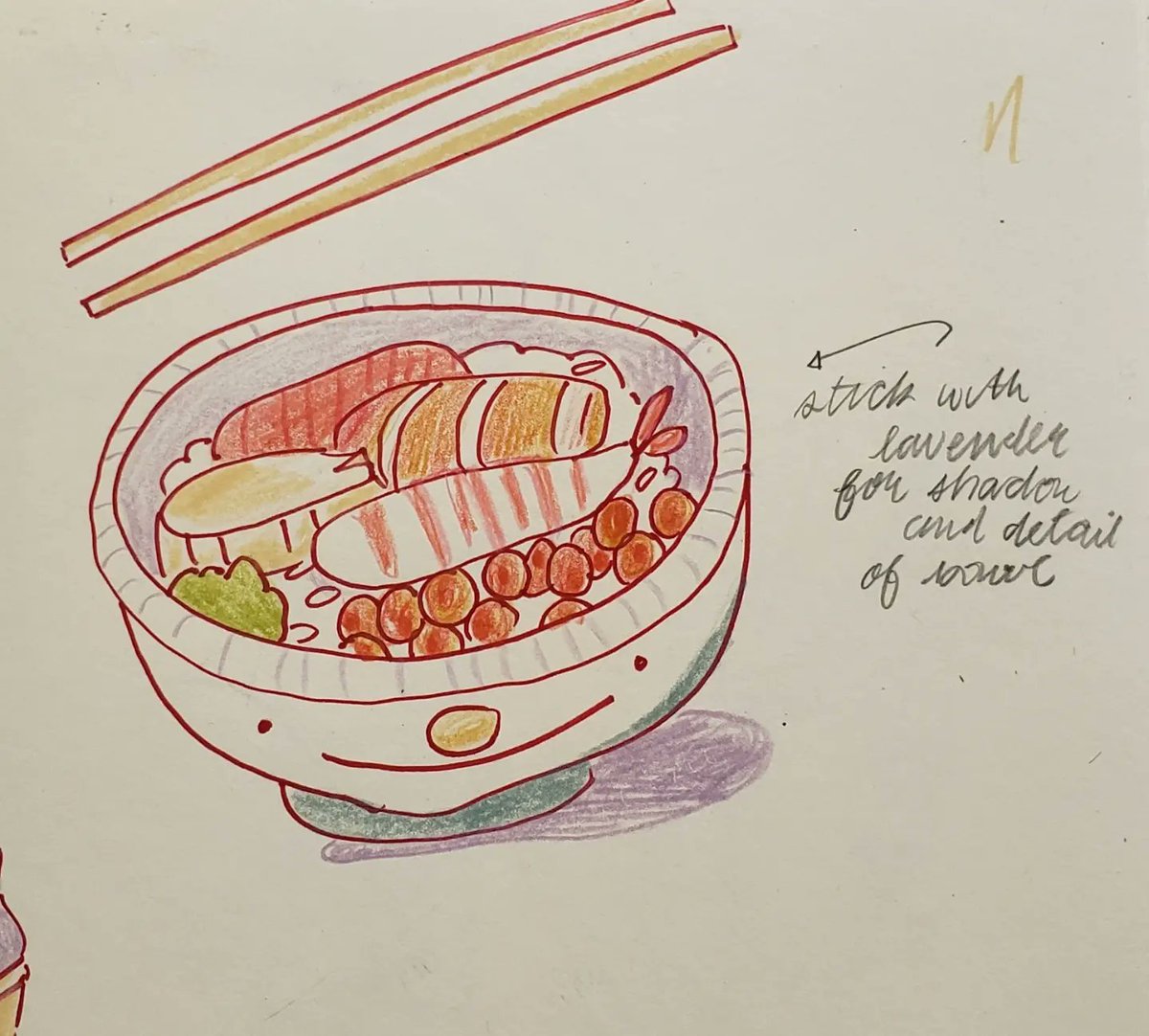 ModEnchantment's tweet image. Back in 2016, I visited the Kushiro Washō Ichiba with family.  You could buy a bowl of rice (kattedon/勝手丼) and bring it around to different vendors to buy various toppings and side dishes such as sashimi, roe, scallop and uni.🦐 
*   *   *
#artistsontwitter #illustration