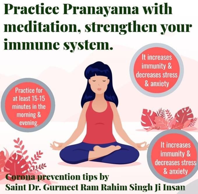 PRACTICE PRANAYAM FOR 15 MINUTES EACH IN THE MORNING & EVENING, AND HARVEST ITS BENEFITS.

- It strengthens & cleanses the
lungs & respiratory system
- It increases blood flow to brain, enhances memory & alertness
- It increases immunity, aids in weight loss
#FridayFitness