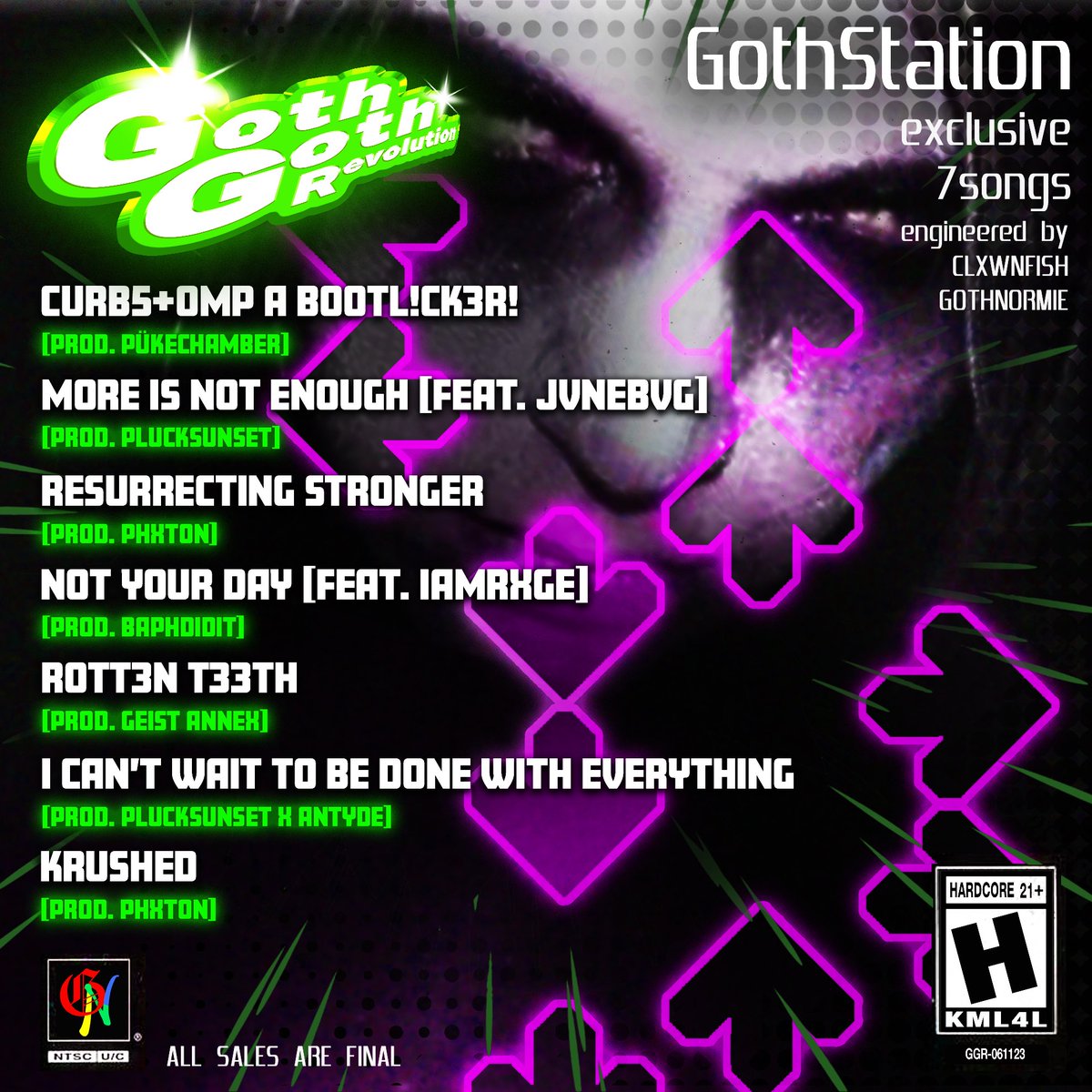 ‘Goth Goth Revolution’🕺🏻💚

Presave early: distrokid.com/hyperfollow/go…

🗓️Drops on June 16th‼️😱

7 new songs

Features from @Rxge666 &amp; @jvnebvg 

Production by PHXTON, PÜKECHAMBER, <a href="/EmptyAnnex/">😈 BBL GEISTY 😈</a>, <a href="/plucksunset/">yung plucksunset</a>, and @baphdidit 

Engineering by myself, CLXWNFISH, &amp; @baphdidit