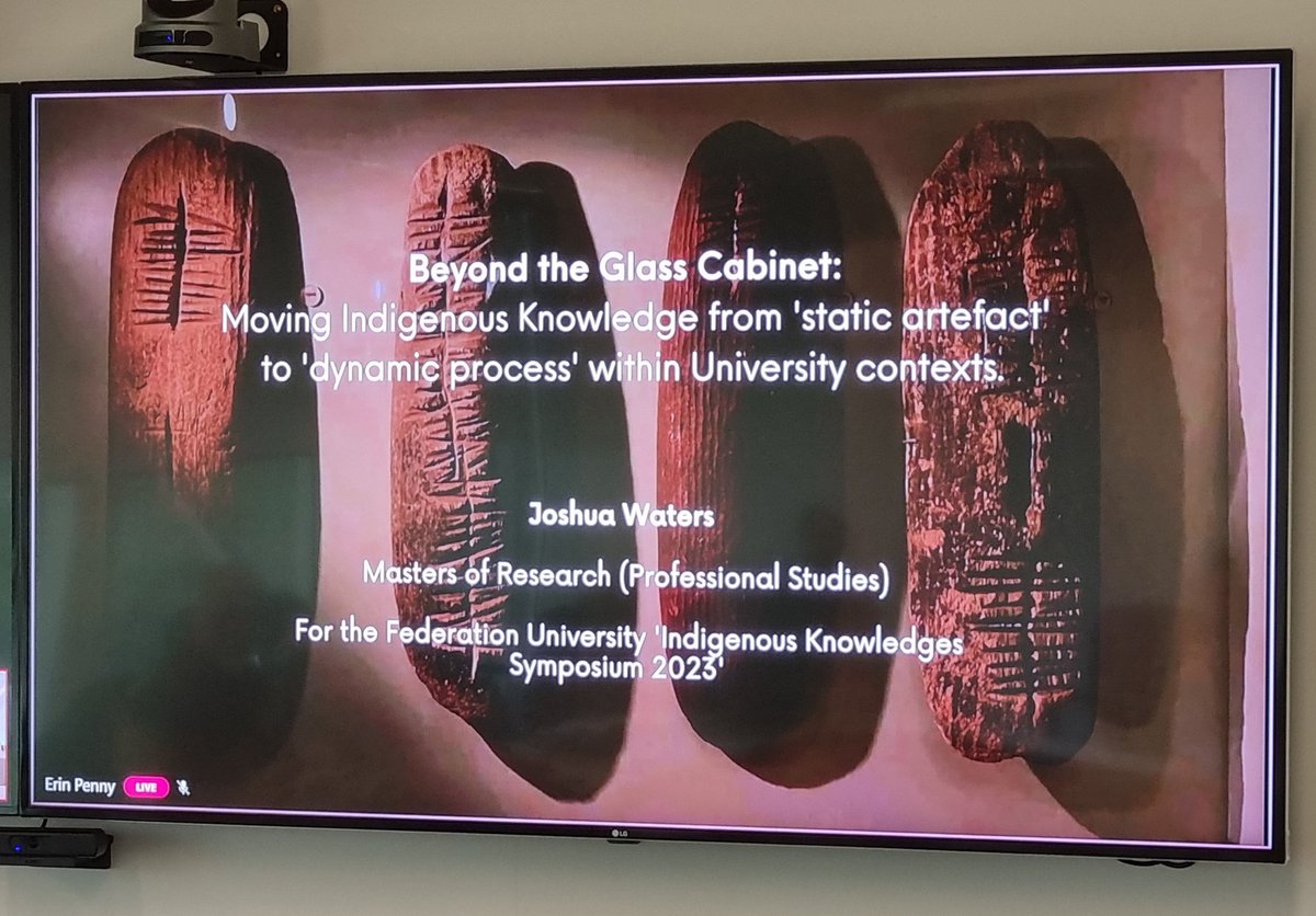 Beyond the Glass Cabinet - A deeply cultural and beautiful presentation by Joshua Waters @JoshuaW91904073 @ Seeking Indigenous Knowledges Research Symposium #Indigenousresearch #IndigenousKnowledges #DeadlyIndigenousScholars