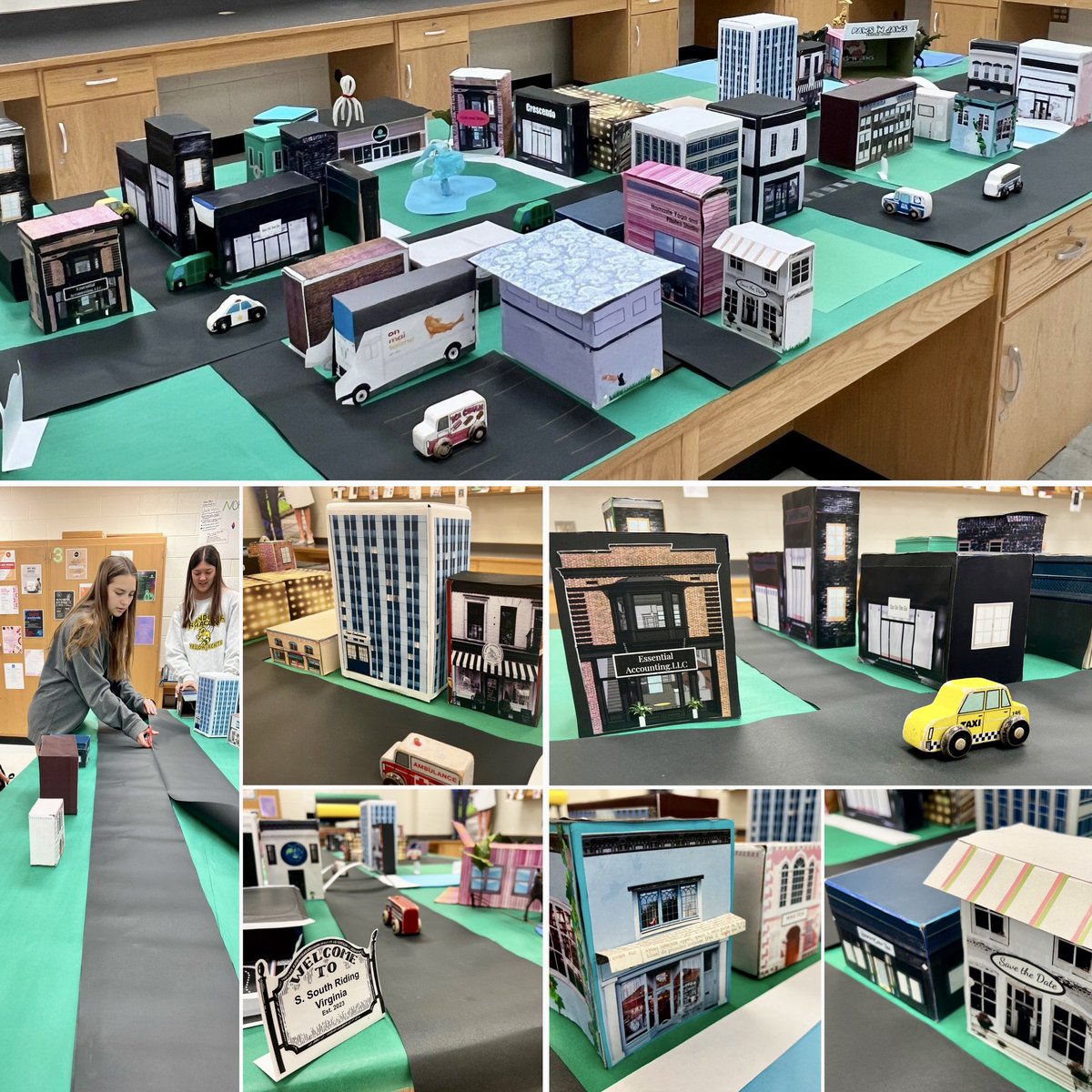MsHWilliamson's tweet photo. Today, FHS Business Mgmt students combined their new businesses and concluded their semester project with an urban planning lesson. #citycollaborativeproject #CTE @freedom_cte @LCPScte @LCPSOfficial https://t.co/Nu6RR7AdKv