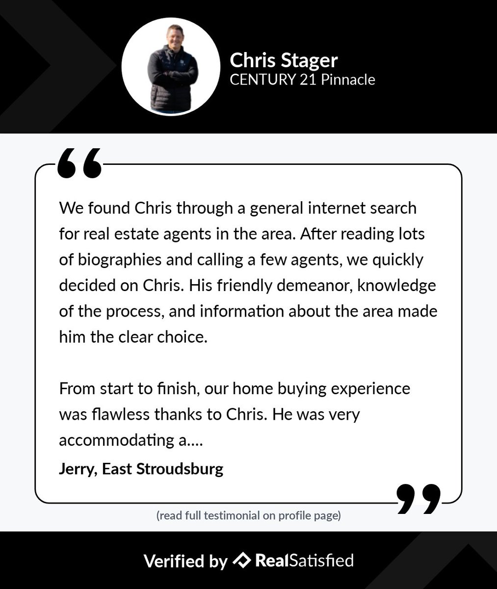 ChrisStagerC21's tweet photo. There's nothing like a good recommendation to brighten your day. https://t.co/2VreDHxdGn via @realsatisfied https://t.co/hBEC5UnnzD