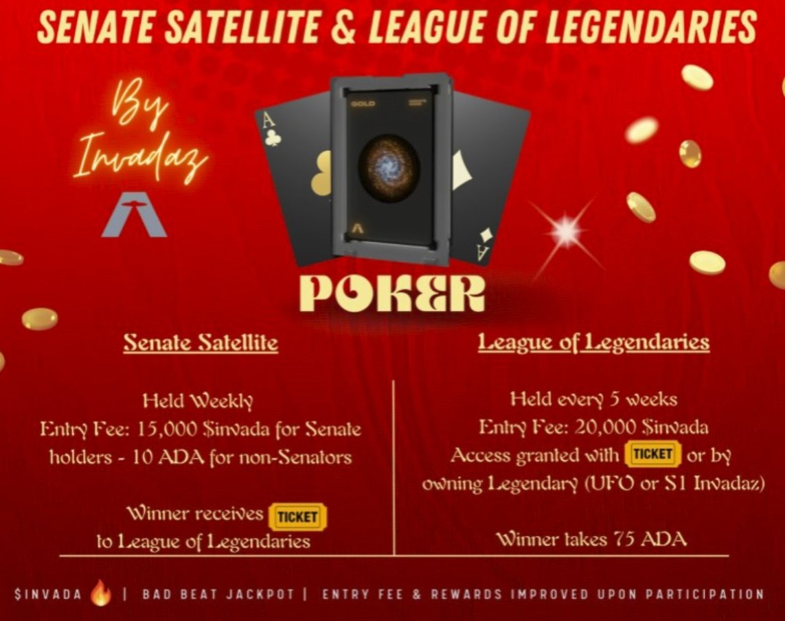 ADAINVADAZ's tweet photo. Giveaway 🎉24 hours ⏳ 

1 Satellite Game Ticket into Main Event  

Rewards ADA, @snekcoinada &amp; @MallardOrder NFT Bad Beat

To Qualify Do 1 &amp; 2 
1⃣ Follow @ADAINVADAZ 
2⃣ RT / Tag 3 Friends 

@cardano_whale @CardanoFeed #CNFTCommunity #CNFT #Cardano #NFT #CNFTCollection https://t.co/z1NSw5pWFK