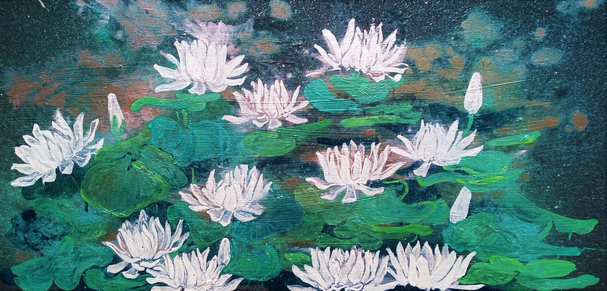 Out of Still Waters
Watercolor On Birch Panel
2023, 48"x 24"
Nymphaea, White Waterlilies