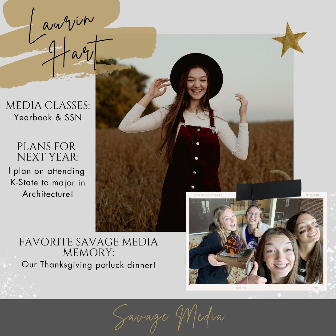 Congratulations to Savage Media Senior, Laurin Hart🖤💛