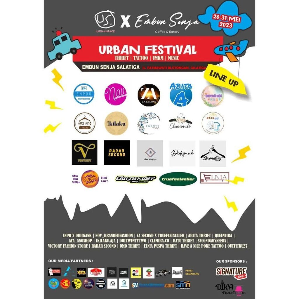 AsliBatang's tweet photo. URBAN SPACE PRESENT :
URBAN FESTIVAL VOL.1
@urbanspaceeeee x @embunsenja_salatiga

🗓 26 - 31  Mei 2023
🛍 13:00 - 22:00
💵 HTM FREE ( GRATIS ) 
📍 Embun Senja Coffe JI. Fatmawati Blotongan , Salatiga 

TENANT THRIFT :
@_enpoo x @didigank.id
@ikilaku.aja… https://t.co/iPDu9PiYhQ https://t.co/K7WfjNnLvS
