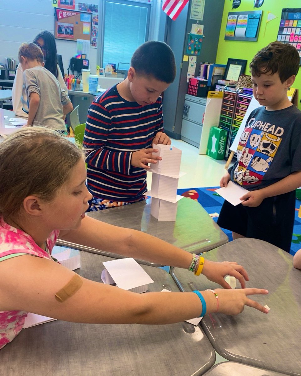 3rdwithMissL's tweet photo. Students were challenged to create an index card tower strong enough to support a beach ball https://t.co/Au5B0MJXNE