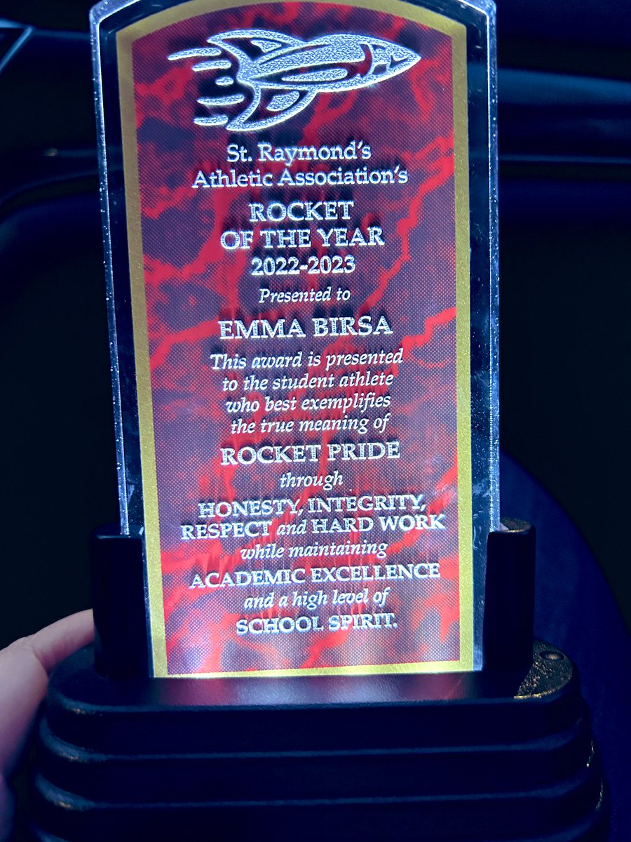 I would like to thank my school, my classmates, my teachers, my coaches, and my family who have helped me to become the person I am today! Today I was named the female Rocket of the year! I am honored to receive this award! Let’s go Rockets!! 🚀🚀🚀
