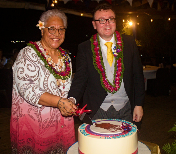 DavidWardUK2's tweet photo. An honour to receive HH the Head of State and Masiofo and the Prime Minister of Samoa at BHC Apia's celebration of HM The King's Coronation last week. (Photos: Leota Marc Membrere an Eirenei Ariu -  Savali Newspaper and Government of Samoa) https://t.co/4rc4c8H9Bn