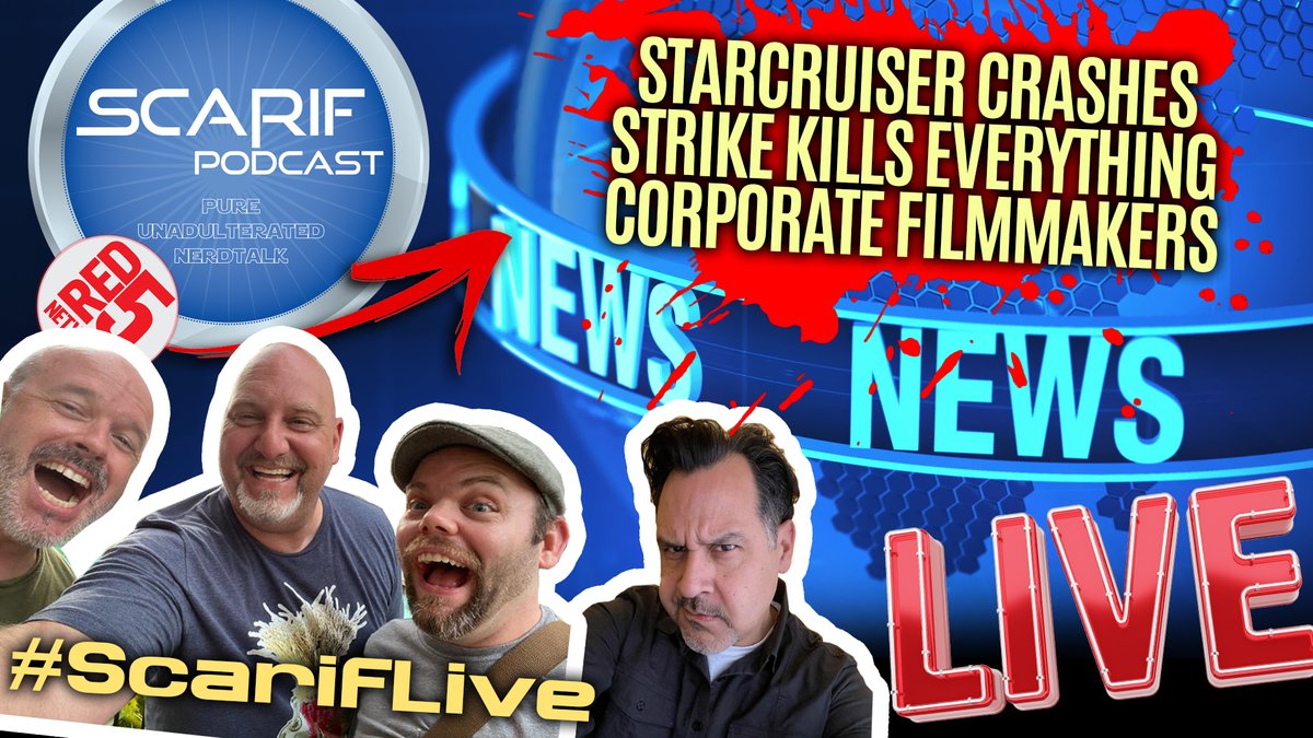 THIS SATURDAY!!!! A couple of chuckleheads are talking about all the nerdy news. Join the spicy chat on #ScarifLive with #Red5RoundUp guests @SWations @JTAPodcast #WeAreRed5