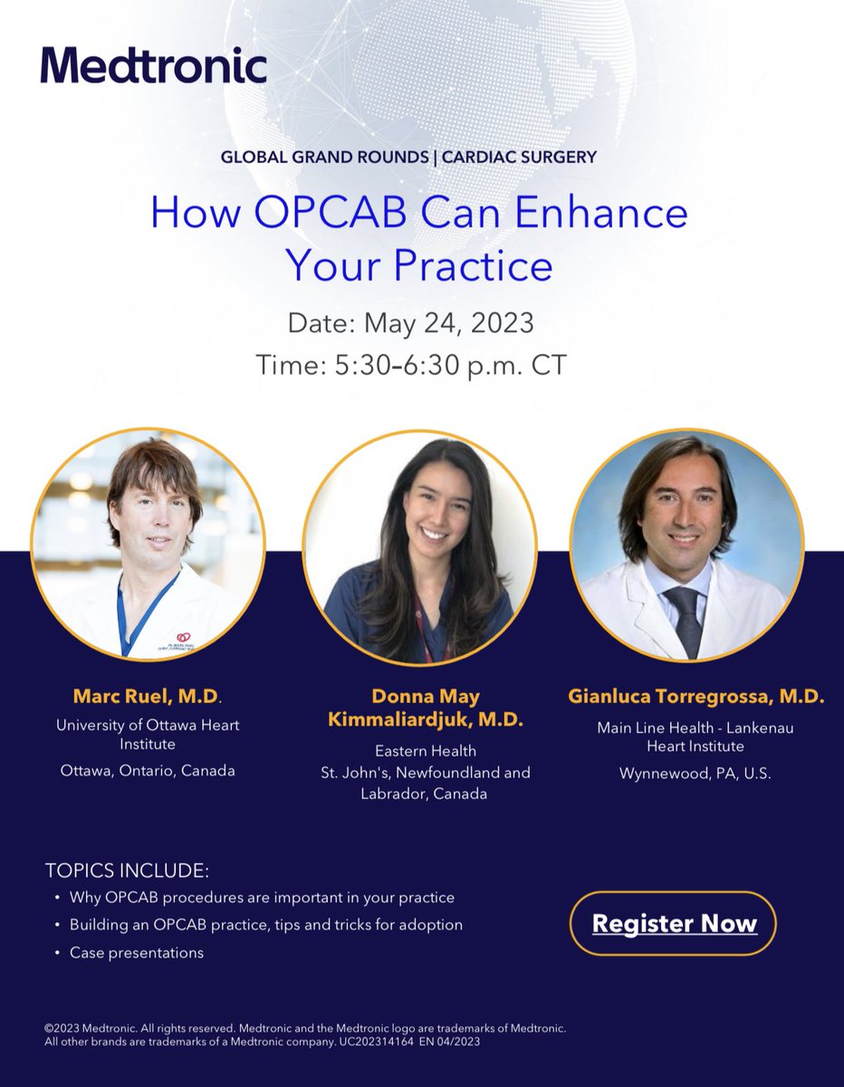 Gianluca Torregrossa (@giantorre610) on Twitter photo Join us! <a href="/RuelMarc1/">Marc Ruel, MD, MPH</a> <a href="/DKimmaliardjuk/">Donna May Kimmaliardjuk</a> for this session on technical aspects of #OffPump #CABG by <a href="/Medtronic/">Medtronic</a> Join us! <a href="/RuelMarc1/">Marc Ruel, MD, MPH</a> <a href="/DKimmaliardjuk/">Donna May Kimmaliardjuk</a> for this session on technical aspects of #OffPump #CABG by <a href="/Medtronic/">Medtronic</a>