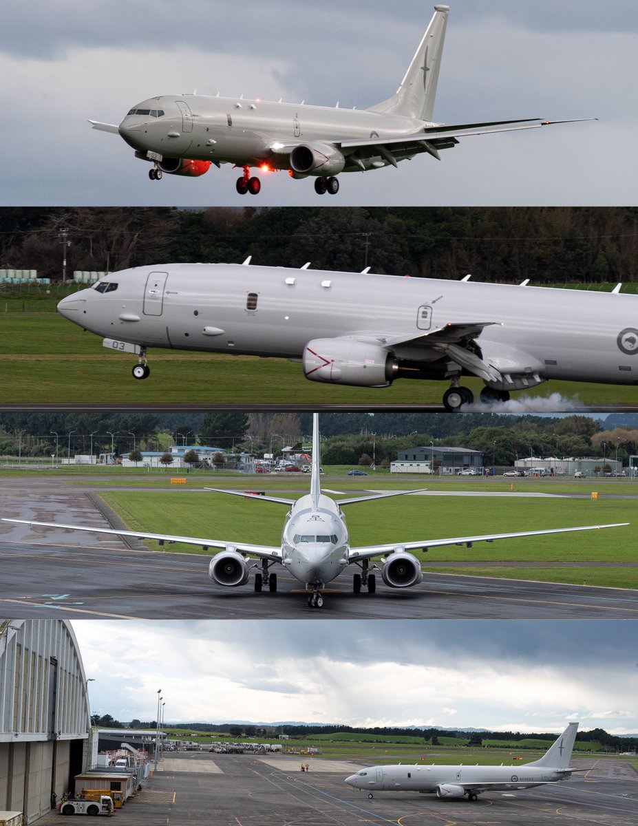 Triple threat✈️✈️✈️ Today we say haere mai to a third P-8A Poseidon aircraft to #BaseOhakea and into our @NZAirForce fleet.

The P-8A touched down after a flight from @Boeing workshops in the U.S.

The final P-8A delivery will wrap up by mid-2023.

#Force4NZ #NZAirForce