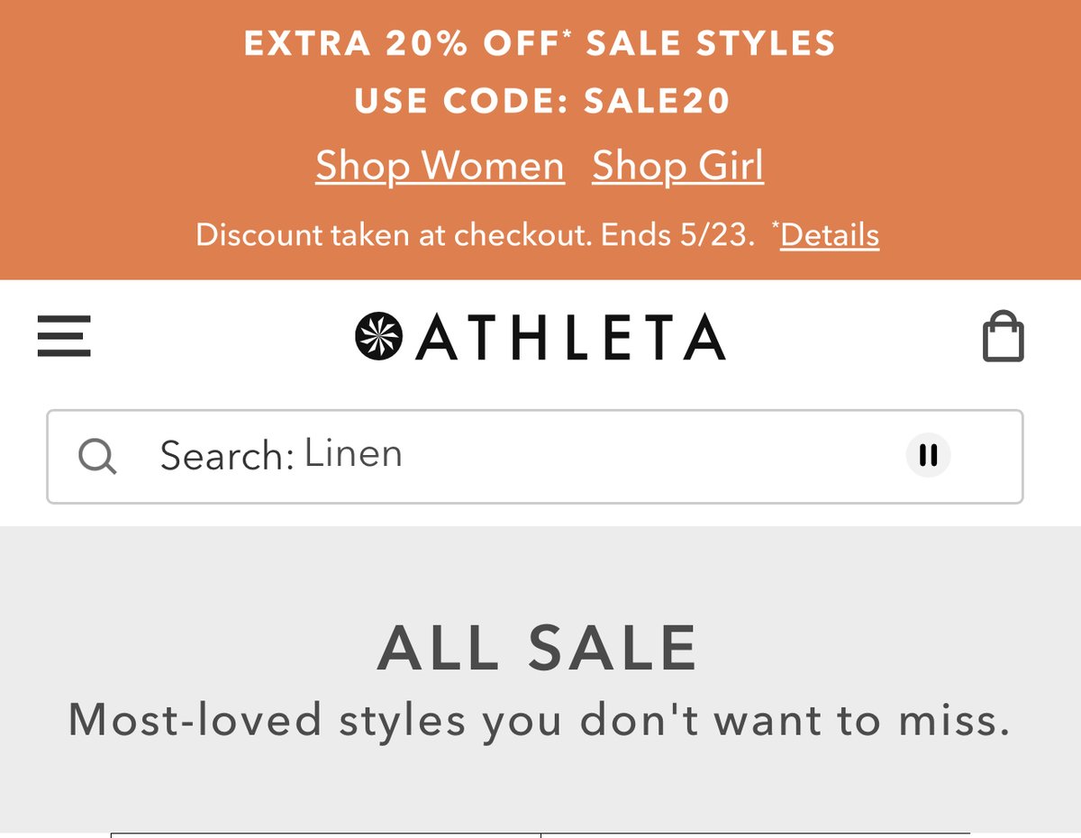 Extra 20% Off Markdowns At Athleta     👍🏻✅ _
Use  SALE20

mavely.app.link/e/6pRGt7zUUzb

Who's still reading? Say SUMMERTIME #ad _