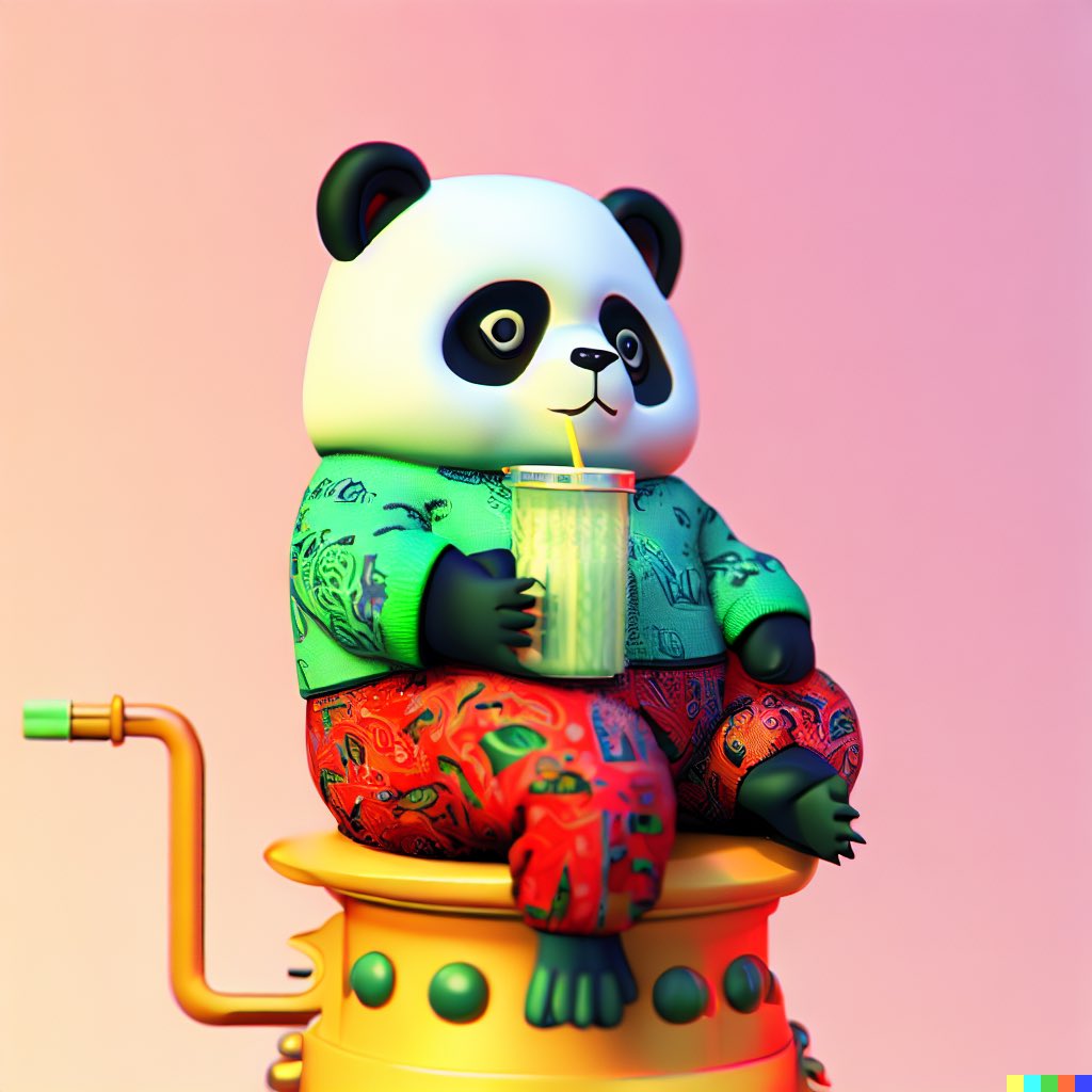 iamdeetran's tweet photo. Not too bad for my first time using #dalle #OPENAI #panda #matcha https://t.co/cJIj0ZY7Xa