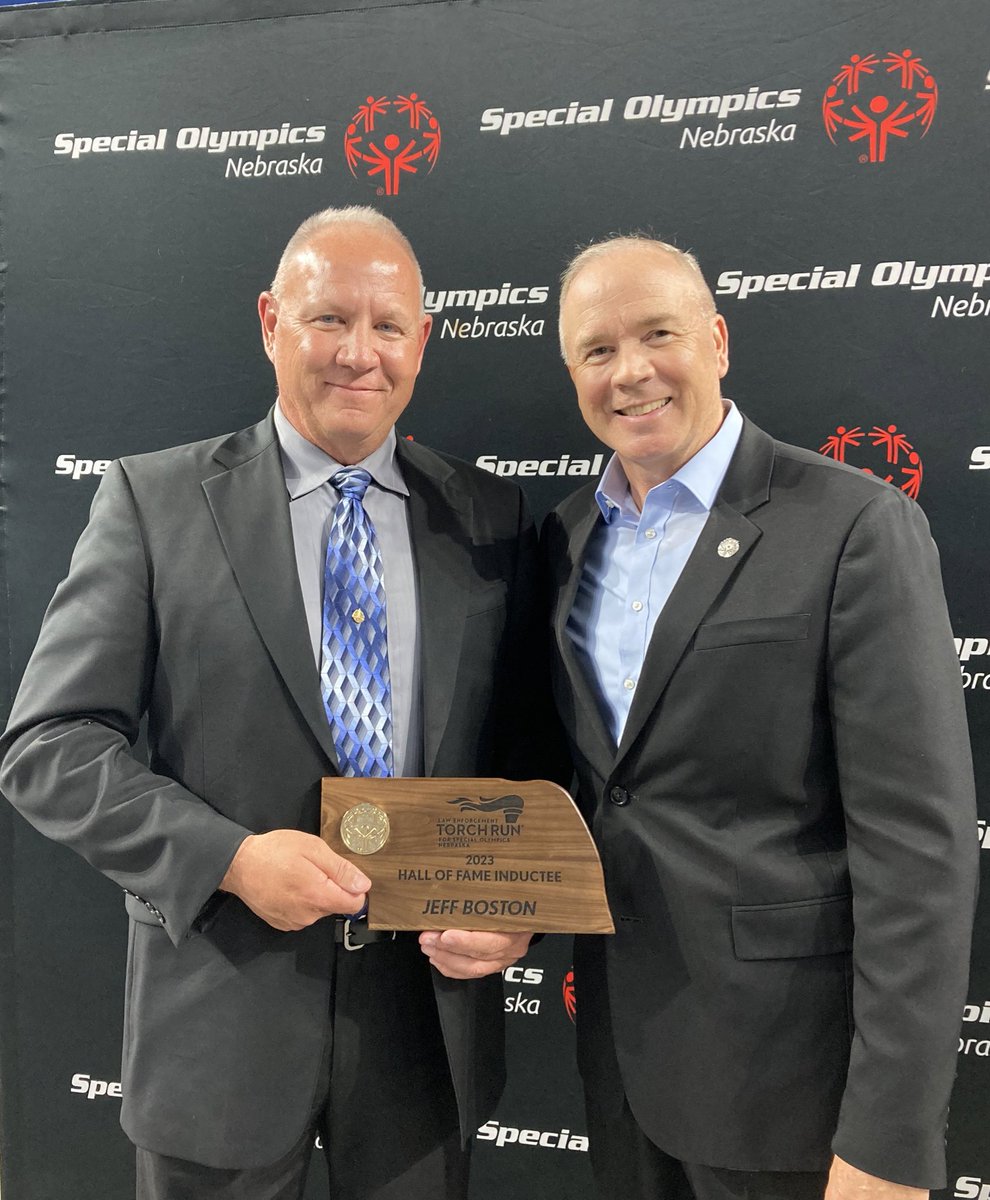 Congratulations Sgt. Jeff Boston for his induction in the @SpecialOlympics Nebraska Hall of Fame! Sgt. Boston has been a tireless supporter of Special Olympics his entire career. Thank you Jeff!