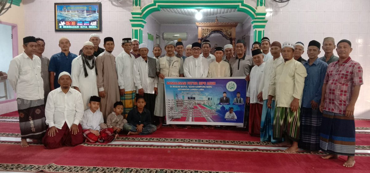 sekretmpuaceh's tweet photo. Info MPU Kota Langsa 

Sosialisasi Fatwa MPU Aceh di Masjid Baitul "Izzah Kampung Baru, Kecamatan Langsa Lama, 23 sampai dengan 31 Maret 2023

#fatwampuaceh
#kawalfatwampuaceh
#sosialisasifatwampuaceh
#mpuaceh
#mpulangsa https://t.co/MwvYyTdzsn