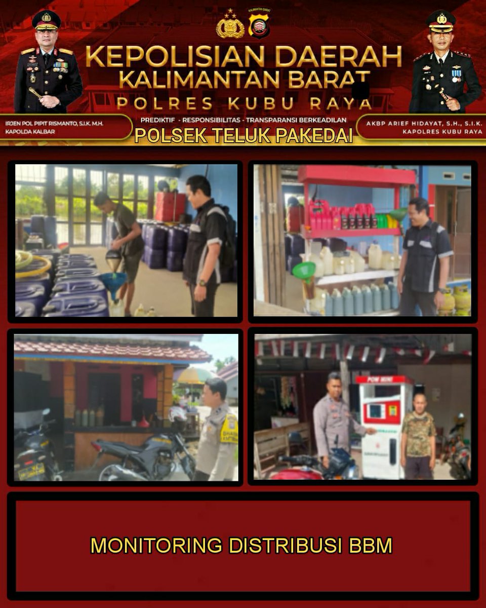 PENGECEKAN DAN PENGAWASAN STOK SERTA  PENDISTRIBUSIAN BAHAN BAKAR MINYAK (BBM) DI WILAYAH HUKUM POLSEK TELUK PAKEDAI.

*#KRGassNoLimit*
*#KRLove,Care&Share*
*#SalamPRESISI*