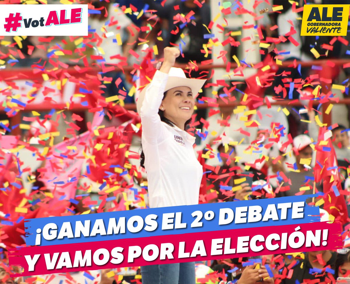 ruizmassieu's tweet photo. ¡Ale ganó el debate! Con propuestas realistas y serias, @AlejandraDMV es la candidata que hará del #Edomex un mejor lugar para las familias mexiquenses. La decisión es muy sencilla: ¿experiencia y construcción, o improvisación y destrucción? #VotALE #AleGobernadora https://t.co/Sr9HRSWDMc