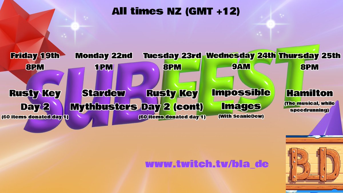 My first subfest stream is tonight. Hope you enjoy the goals!
#ANZSubFest