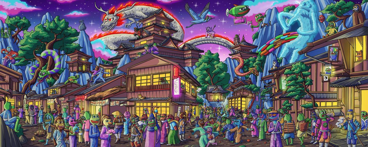 Gm frens! 🌞

One of my fav artworks in my collection here by <a href="/AnimalsMoto/">Moto Animals</a> ✨🐸

As with all my gm tweets, I'm featured somewhere in this art. See if you can spot me! 🧐