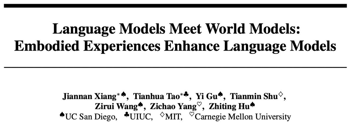 🤔Humans can learn from embodied experiences in the physical world. Can Language Models also do that?

🔥Check out our new paper about enhancing Language Models with World Models!

👇arxiv.org/abs/2305.10626

1/n