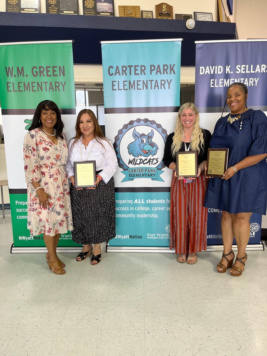 The Wyatt Pyramid Excellence Awards recognized some outstanding employees of Carter Park. Congratulations to Mrs. Caldwell, Ms. Teal, Mrs. Deluna, and Mrs. Selldin for their amazing work. Your contributions are greatly appreciated. Thank you for everything you do!
<a href="/Drmamouton/">Dr. Marion Andre Mouton</a>