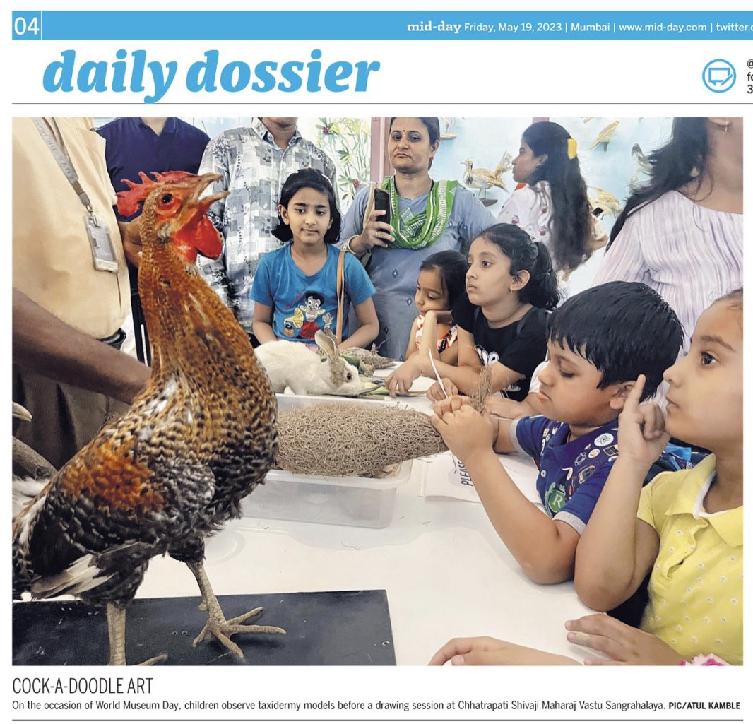 COCK-A-DOODLE ART: 
On the occasion of #WorldMuseumDay, children observe taxidermy models before a drawing session at Chhatrapati Shivaji Maharaj Vastu Sangrahalaya.

Photo: <a href="/iamATULKAMBLE/">ATUL KAMBLE</a> for <a href="/mid_day/">Mid Day</a>