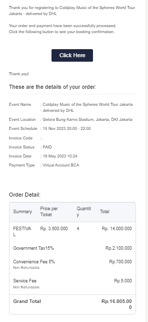 jcrnolee's tweet photo. Maaf teman-teman, karna waktunya udah habis, aku jadinya buy festival lewat nomorku dulu

Yang mau bisa dm ya, aku jual 4 TIKET FESTIVAL. harga fee dicari yang tertinggi ya, bisa komen di bawah atau dm profileku, thanks

#coldplay https://t.co/aofZtnoxQx