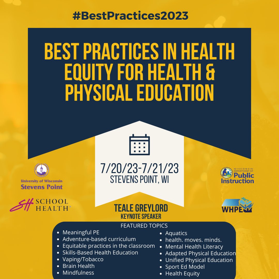 Great #slowchathealth microblog on attending workshops and conferences!

If you're looking for one this summer in the Midwest, the Best Practices Conference at UW-Stevens Point is back on July 20-21! Check out the website for more info!

www3.uwsp.edu/conted/Pages/B…