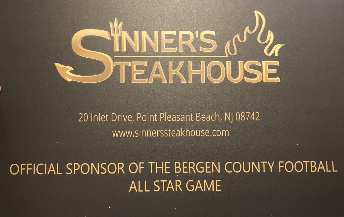 Bergen County Football All Star Game @ Westwood HS Saturday June 17th 6pm kickoff 
Sponsored by Sinner’s Steakhouse <a href="/SinnersSteak/">Sinner's Steakhouse</a> <a href="/ciappinal/">BergenCountyFootball</a>